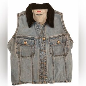 ATLast & Co women’s Jeans Vest with black accent velvet style collar